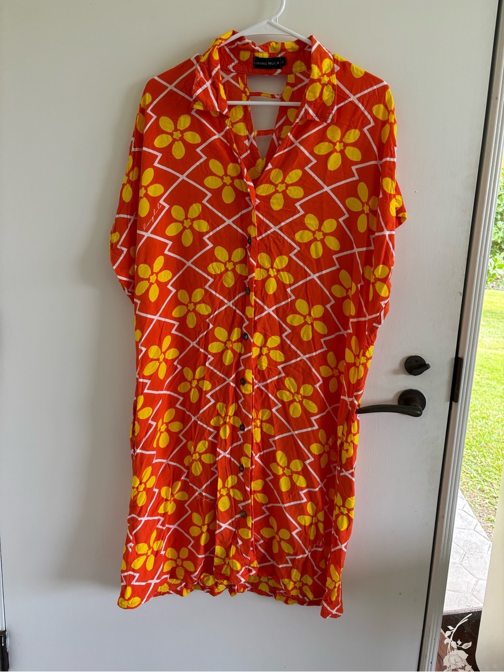 Living Hula button down shirt dress Hawaii retro